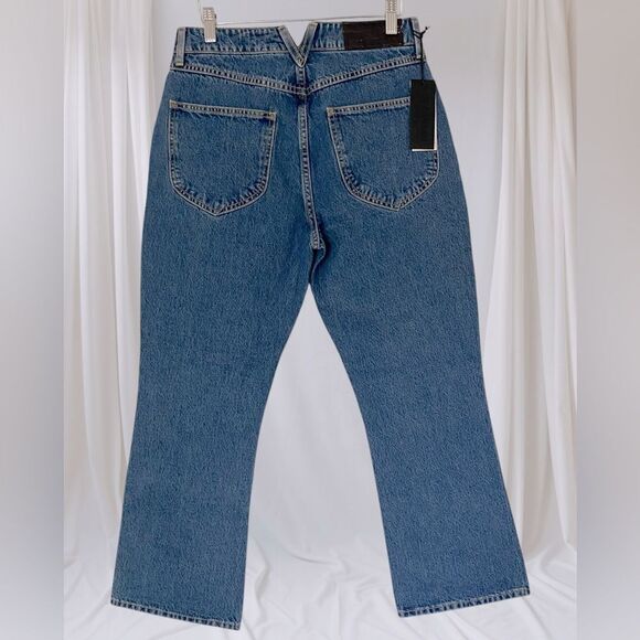 SPRWMN Jeans REVOLVE NWT Charlotte Crop Flare High Waist Selvedge Blue Size 27 - Picture 12 of 16